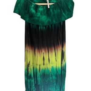 ☀️ Surf Style Green and Black Ruffled Sundress